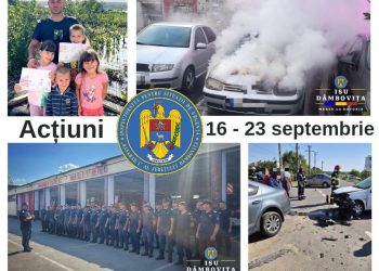 Echipajele ISU Dâmbovița, 222 intervenții în perioada 16-23 septembrie 2024: 140 de pompieri mobilizați pentru siguranța cetățenilor!