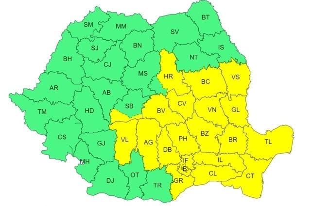 ATENȚIONARE METEOROLOGICĂ -COD GALBEN