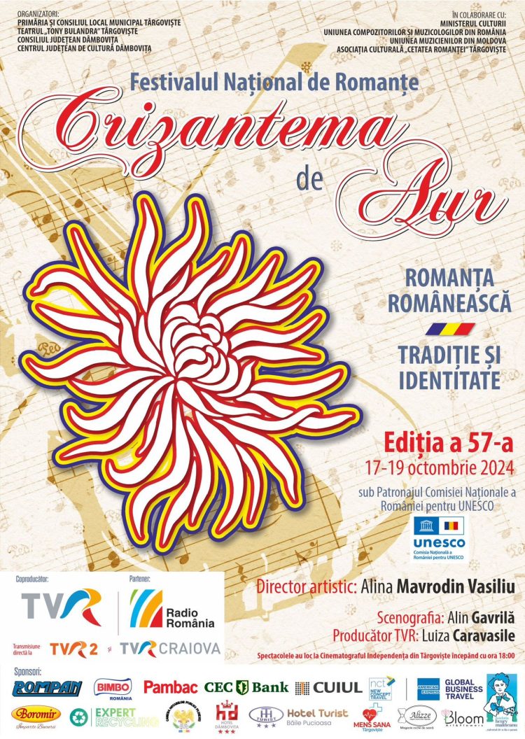 Festivalul Național de Romanțe ‘Crizantema de Aur’ – Ediția a 57-a, 17-19 Octombrie 2024: Celebrând Tradiția și Identitatea Romanței Românești