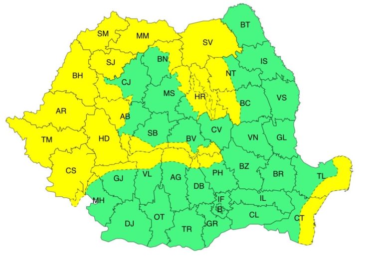 ATENȚIONARE METEOROLOGICĂ  COD GALBEN