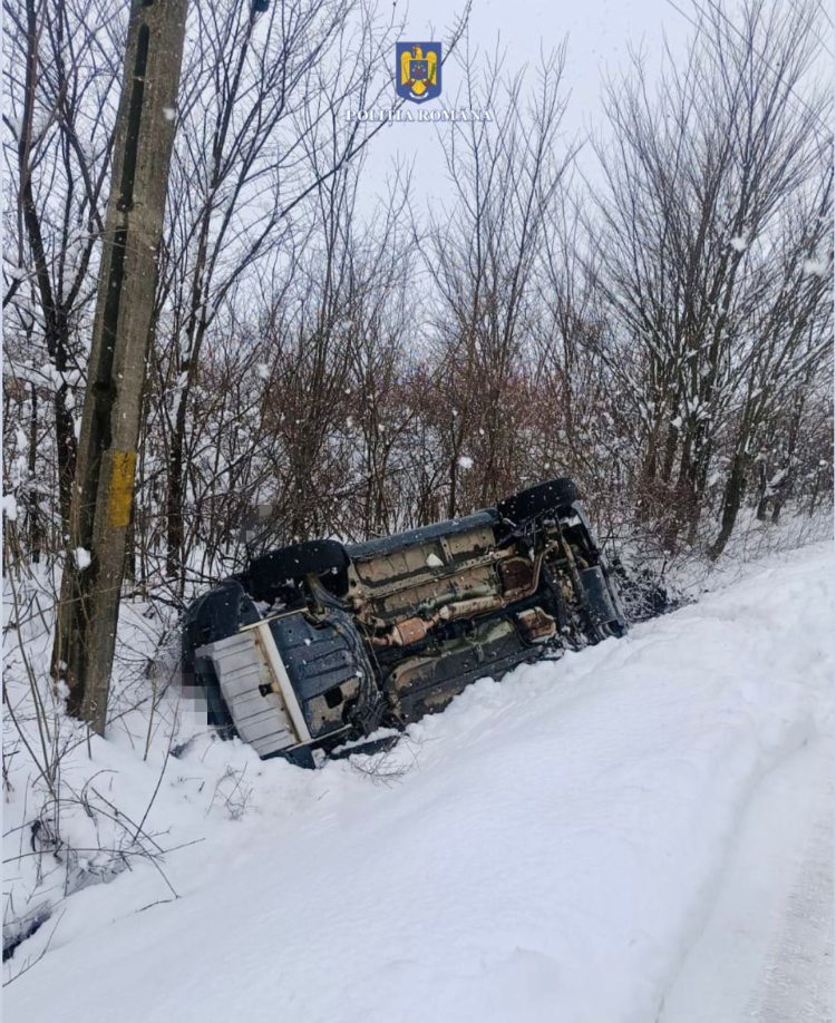 Tragedie pe șosea! Mașină răsturnată în Udrești – doi răniți, printre care un copil!