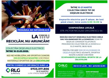 Marea Colectare la Titu! Reciclează deșeurile electrice și echipează sportivii juniori!