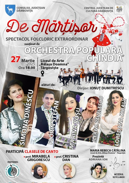 Spectacol folcloric de excepție la Târgoviște! „De Mărțișor” aduce pe scenă artiști îndrăgiți și emoție pură!