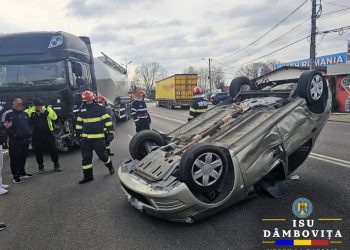 (Video) Accident grav la Târgoviște! Tânăr de 20 de ani, rănit după coliziunea cu un camion!
