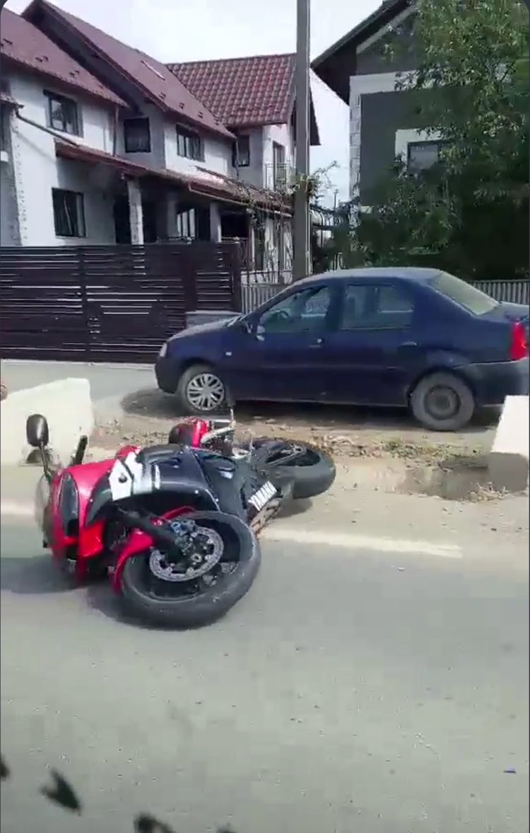 Accident rutier la Băleni: Motociclist rănit după coliziunea cu un autoturism pe DJ 711