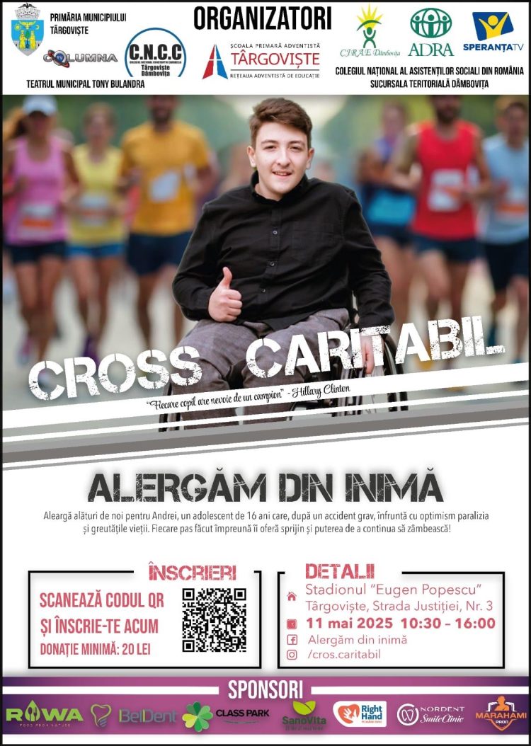 „Alergăm din Inimă” – Cros Caritabil pentru Radu Mihai-Andrei, pe 11 Mai la Târgoviște