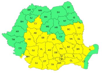Cod Galben de Furtuni în Dâmbovița: Averse Torențiale, Vânt Puternic și Posibilă Grindină între 6 și 7 Mai