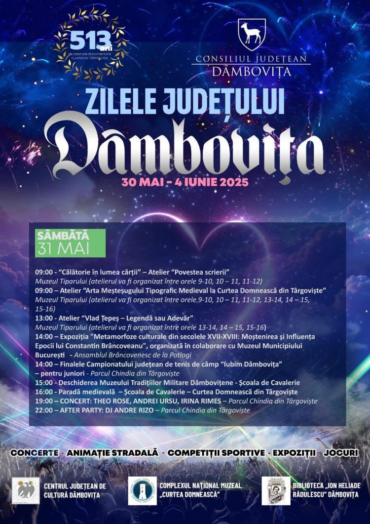 Spectacol Total la Zilele Județului Dâmbovița: Parada Medievală, Deschiderea Muzeului și Super Concerte cu Irina Rimes, Theo Rose și Andrei Ursu!