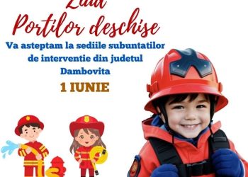 Ziua Copilului alături de eroii în uniformă! Pompierii din Dâmbovița deschid porțile pentru cei mici – surprize, tehnică de intervenție și întâlnire cu Baia, câinele salvator!