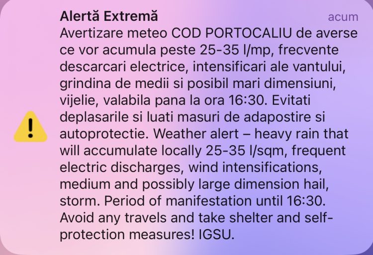 RO-ALERT: Pericol iminent în zona montană Dâmbovița! Grindină, vijelii și descărcări electrice!