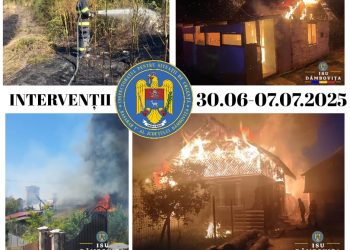 Intervenții ISU Dâmbovița în perioada 30 iunie – 7 iulie: 339 de misiuni pentru siguranța cetățenilor