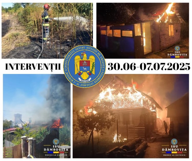 Intervenții ISU Dâmbovița în perioada 30 iunie – 7 iulie: 339 de misiuni pentru siguranța cetățenilor