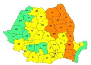 Cod Galben de instabilitate atmosferică în Dâmbovița: averse torențiale, vijelii și grindină
