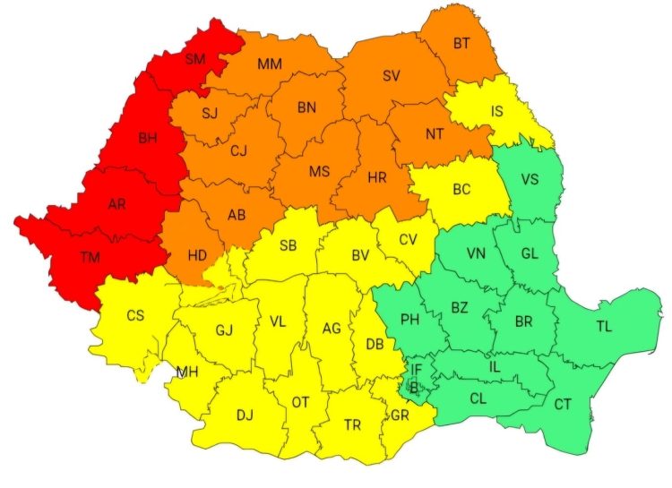 Cod Galben de furtuni în Dâmbovița! Averse torențiale, vijelii și grindină, în această după-amiază