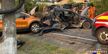 Accident rutier în Lucieni – patru victime, una încarcerată, trei transportate la spital