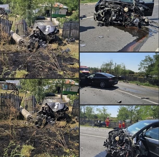 Accident pe DN7, în localitatea Fusea: două mașini s-au ciocnit violent, un șofer a ajuns ulterior la spital