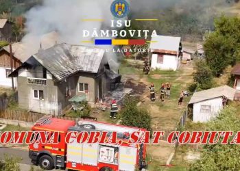 Casă cuprinsă de flăcări la Cobia – pompierii au intervenit rapid și au salvat locuința