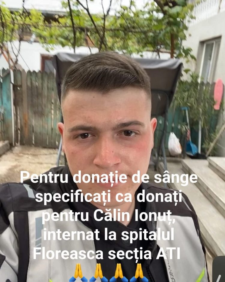 Apel umanitar: Donează sânge pentru Călin Ionuț, tânărul rănit grav în accidentul de motocicletă