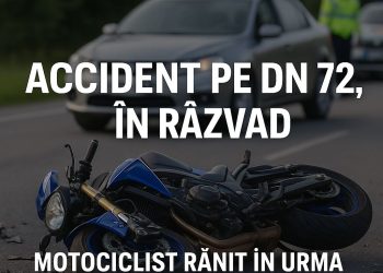 Accident pe DN 72, în Răzvad: Motociclist rănit în urma coliziunii cu un autoturism