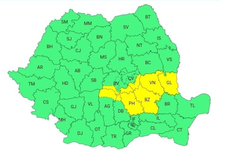 Cod Galben hidrologic și meteorologic în județul Dâmbovița