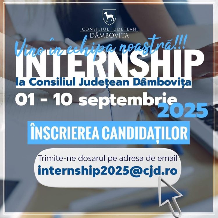 Internship 2025 la Consiliul Județean Dâmbovița – 9 posturi disponibile pentru tineri absolvenți