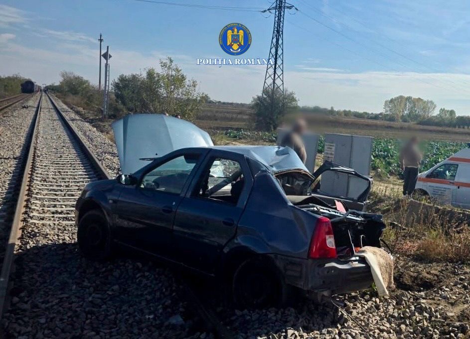TRAGEDIE LA GĂEȘTI! Șofer de 55 de ani, spulberat de trenul Pitești–București!
