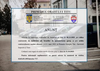 Titu: Începând de azi se pot ridica contractele pentru locurile de parcare și terenurile de garaj! Termen limită de plată – 31 octombrie!