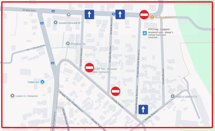 Modificări importante în traficul din Titu: trei străzi devin sens unic!