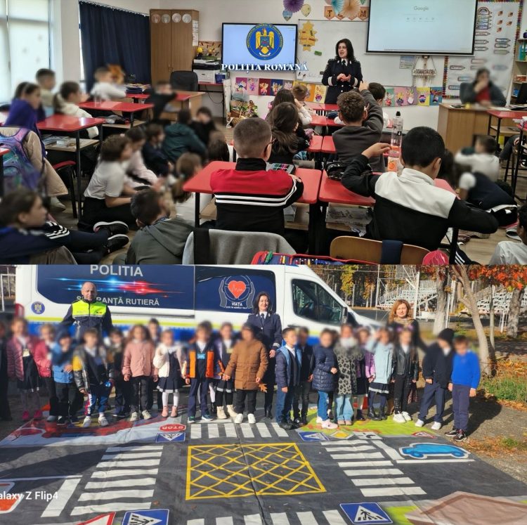 Poliția promovează siguranța copiilor prin joc și exerciții practice la Școala “Mihai Viteazul“
