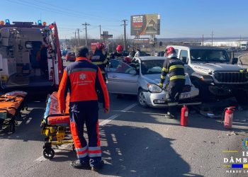 Accident grav pe DN 72A, la Dragomirești: trei persoane rănite, intervenție rapidă a pompierilor și ambulanței