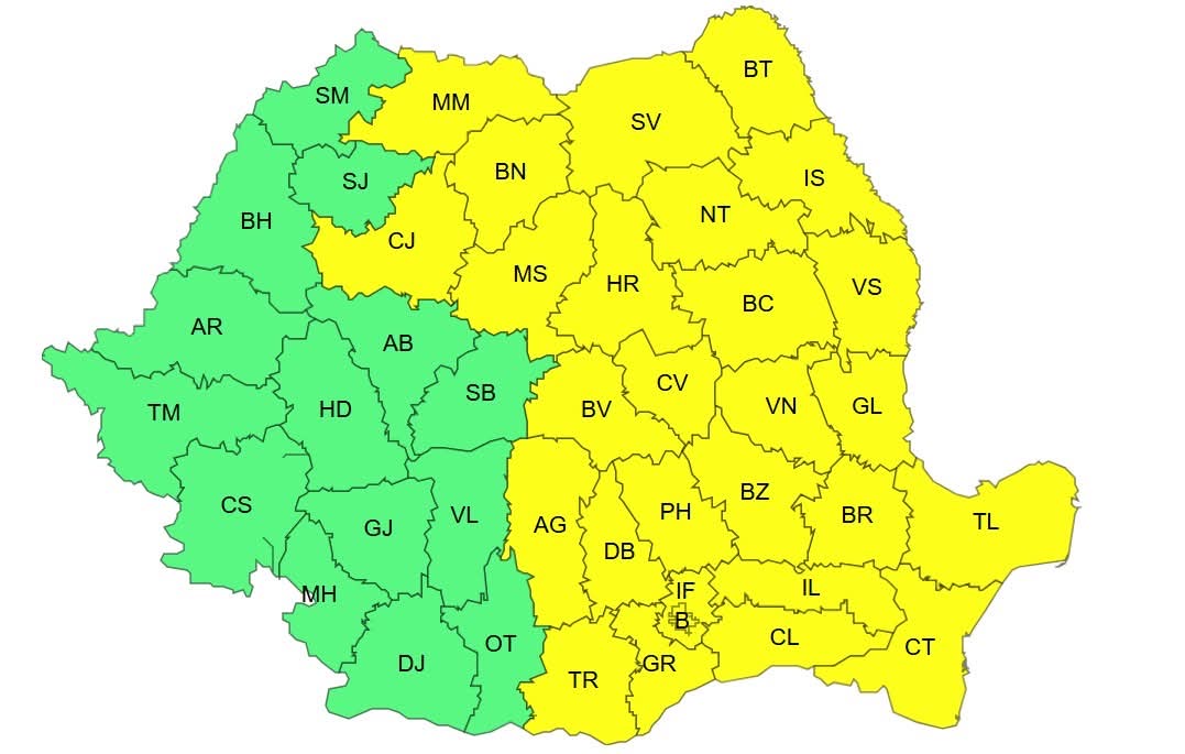 COD GALBEN DE GER ÎN JUDEȚUL DÂMBOVIȚA – TEMPERATURI EXTREM DE SCĂZUTE