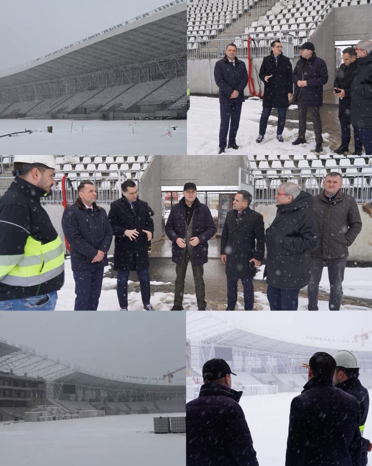 Dâmbovița Arena, aproape de final: vizită pe șantier alături de Răzvan Burleanu și primarul Cristian Daniel Stan. Corneliu Ștefan: „Viitorul sportului dâmbovițean începe aici”
