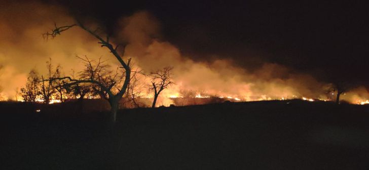 Flăcări de proporții la Valea Voievozilor! 5.000 mp de vegetație mistuiți în miez de noapte