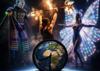 Titu stinge luminile și aprinde magia: Spectacol futurist în Parcul Orășenesc pentru „Ora Pământului”