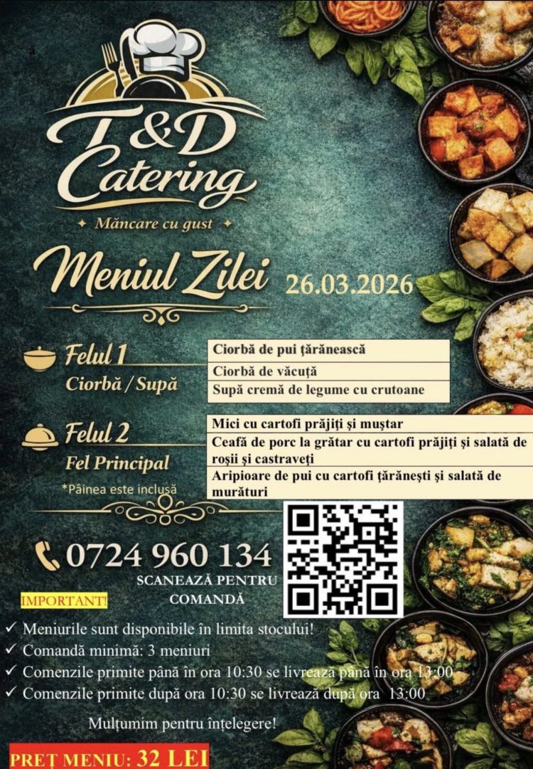Meniul zilei de la T&D Catering – Gust autentic, livrat rapid!