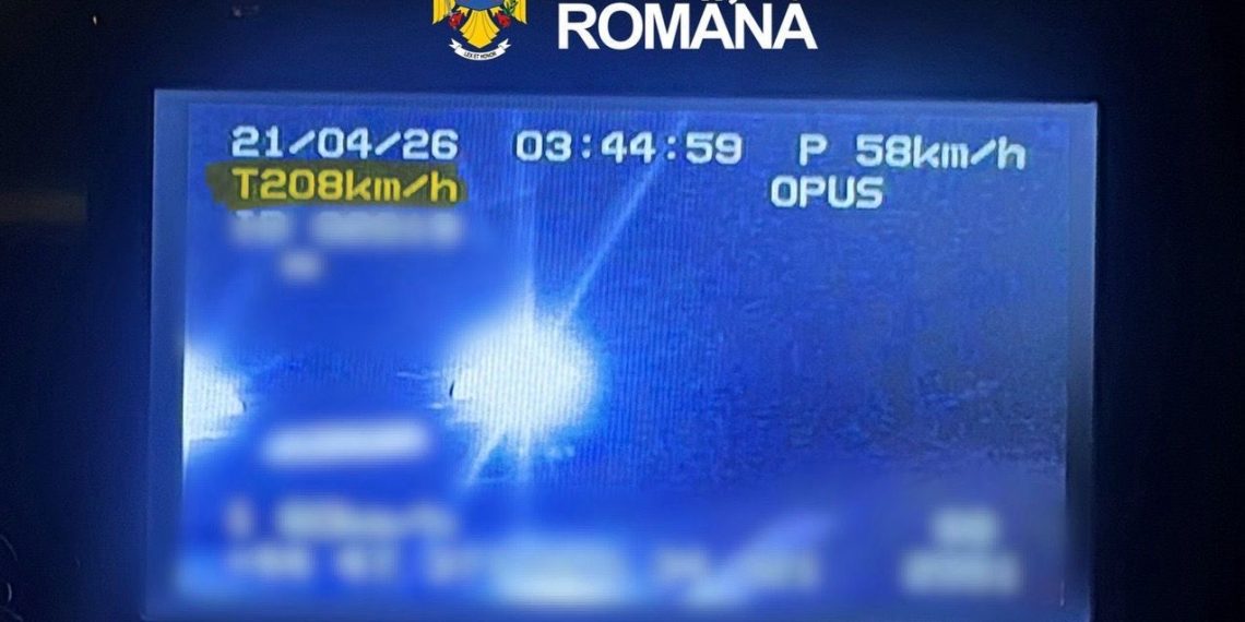 Cursă nebună pe DN 71: Un tânăr de 20 de ani a „zburat” cu 208 km/h, pe întuneric și cu farurile stinse, pentru a scăpa de Poliție
