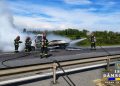 Autostrada A1 blocată la km 67! Incendiu violent la o autoutilitară, pompierii din Găești intervin de urgență