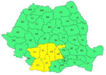 Cod Galben în Dâmbovița, sâmbătă 9 mai, între orele 03:00 și 13:00: Ploi Torențiale, Vijelii și Grindină