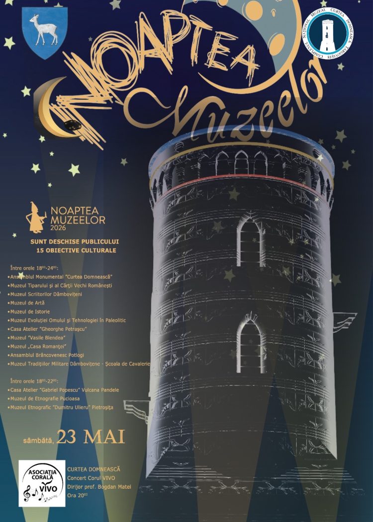 Noaptea Muzeelor 2026 în Dâmbovița: Vizite gratuite și concert coral de excepție la Curtea Domnească