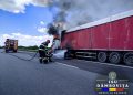 Autocamion în flăcări pe A1, la km 80: traficul spre Pitești este blocat