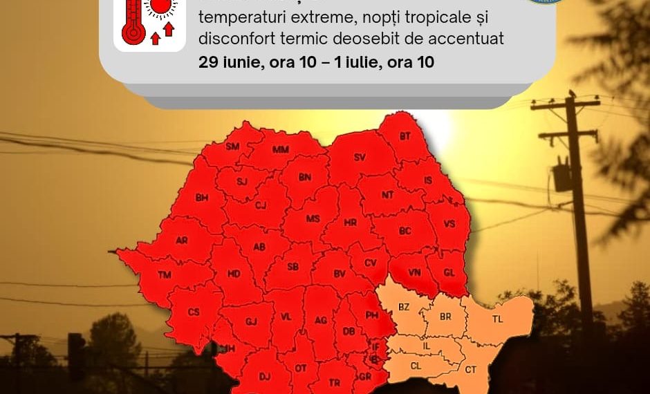 Dâmbovița intră sub COD ROȘU de caniculă! Temperaturi de până la 41°C și nopți tropicale timp de două zile
