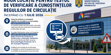 Începând cu 1 iulie 2026, testul de verificare a cunoașterii regulilor de circulație se susține într-o nouă locație