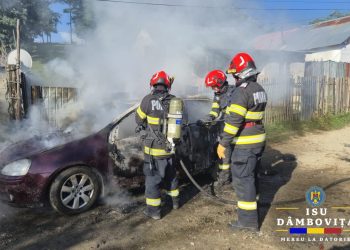 Autoturism cuprins de flăcări la I.L. Caragiale. Un bărbat a ajuns la spital