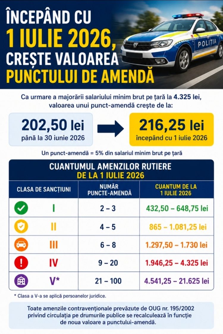 Lovitură pentru șoferi! Noile amenzi rutiere au intrat în vigoare. Cât costă acum un punct-amendă