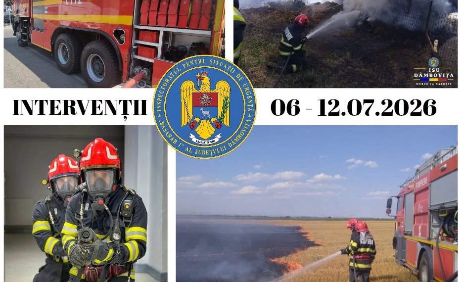 298 de intervenții într-o singură săptămână pentru pompierii dâmbovițeni. Peste 140 de salvatori, zilnic la datorie