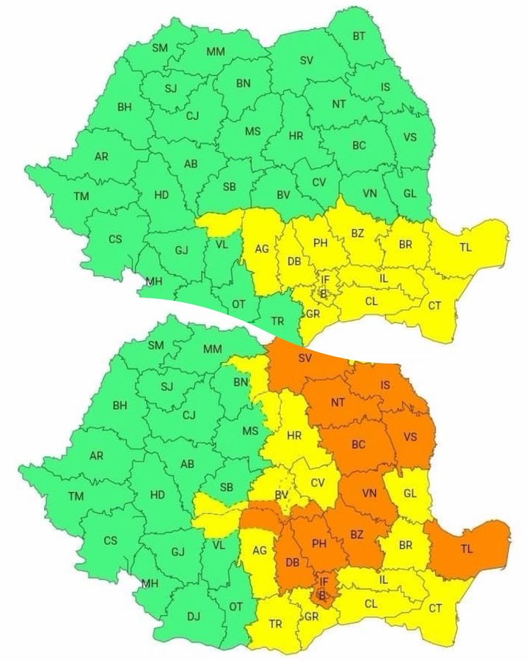 Atenție, Dâmbovița! Cod portocaliu și cod galben de instabilitate atmosferică