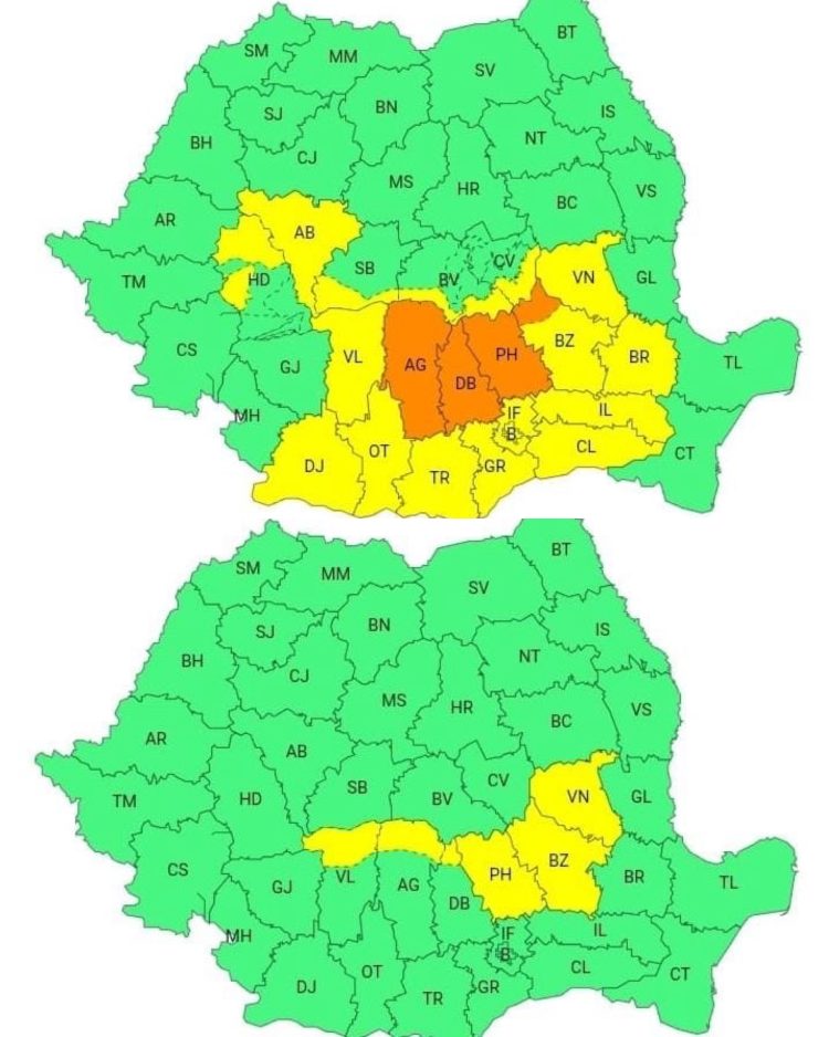 Dâmbovița, sub dublă alertă meteo! ANM anunță vijelii și ploi torențiale de până la 70 l/mp