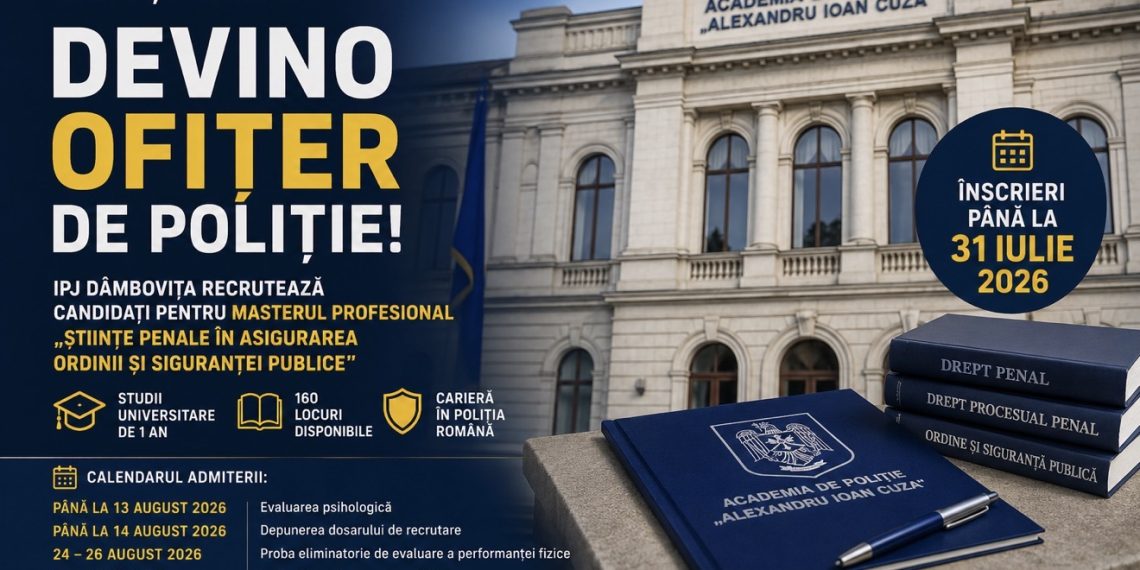 IPJ Dâmbovița recrutează viitori ofițeri de poliție. Înscrierile se încheie pe 31 iulie
