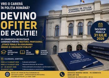 IPJ Dâmbovița recrutează viitori ofițeri de poliție. Înscrierile se încheie pe 31 iulie