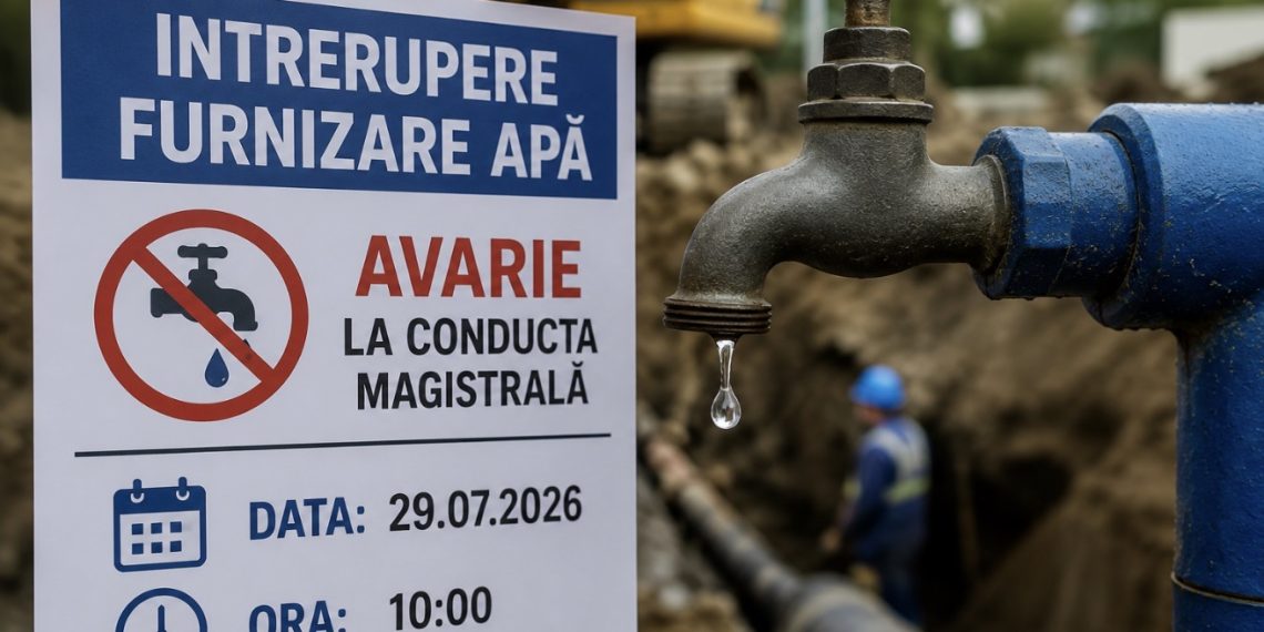 Avarie majoră la conducta magistrală: apa, oprită în nordul Târgoviștei și în șase comune